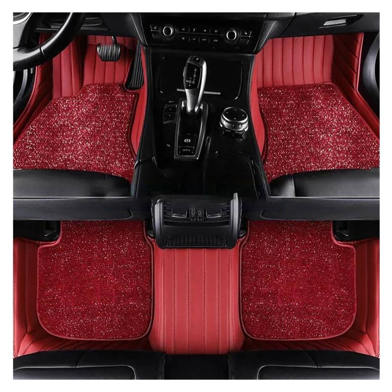 Matten Teppiche Für Mercedes Für Benz C-KLASSE W205 2014-2021 Doppelschichtige Benutzerdefinierte Auto-Fußmatten Auto Autofußmatten(C-Wine red) von SDFGJIKO