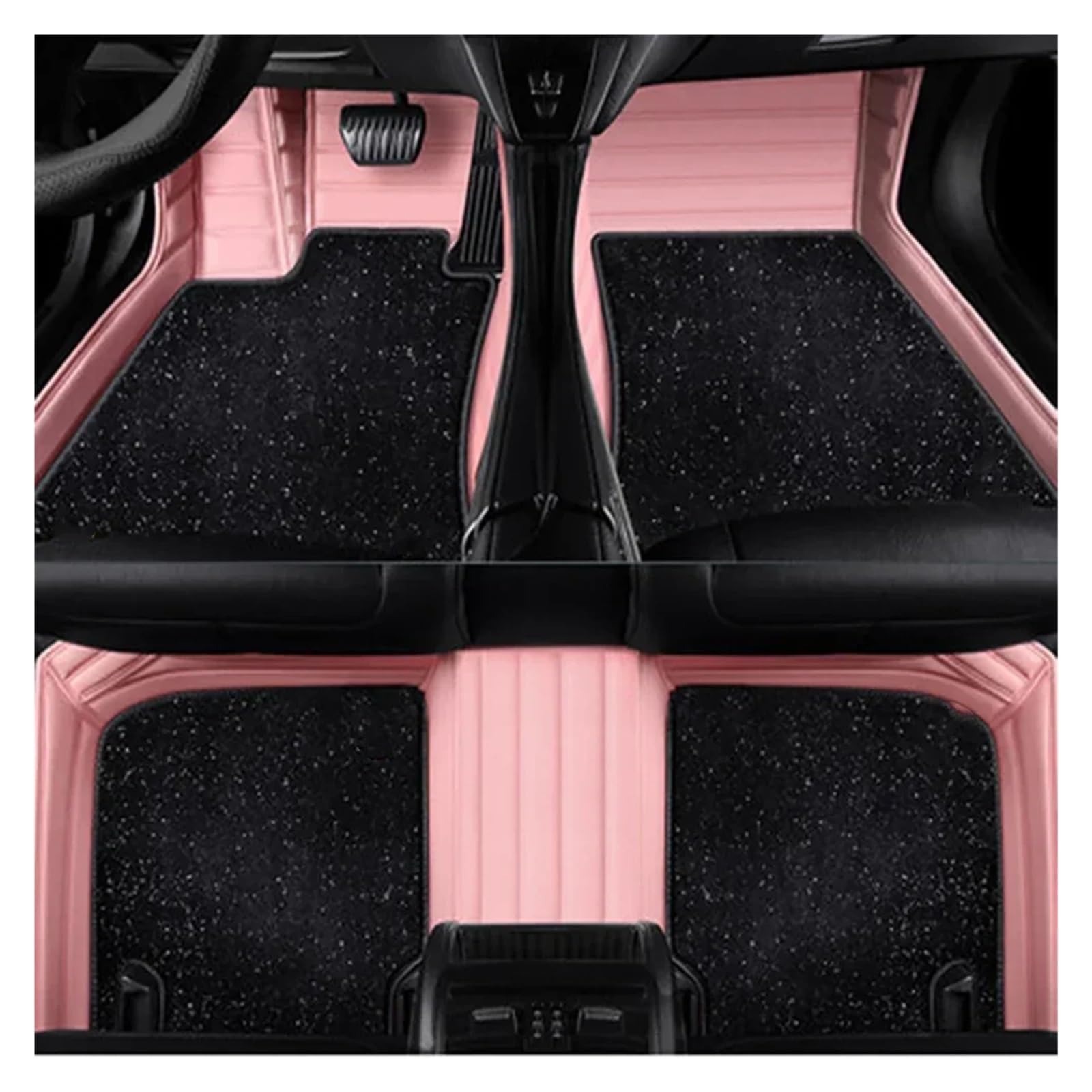 Matten Teppiche Für Mercedes Für Benz C-KLASSE W205 2014-2021 Doppelschichtige Benutzerdefinierte Auto-Fußmatten Auto Autofußmatten(C-pink Black) von SDFGJIKO
