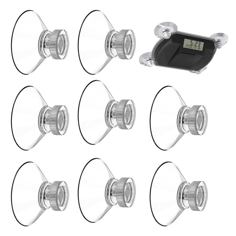 SDFLKAE 8 Stück Saugnapf mit Gewinde und Rändelmutter, Aufkleber Parkuhr Saugnapfhalter Saughalter Saugnäpfe Ø32mm, Transparente Saugknöpfe ohne Bohren, Saugknopf Haken Extra Stark für Fenster, Auto von SDFLKAE