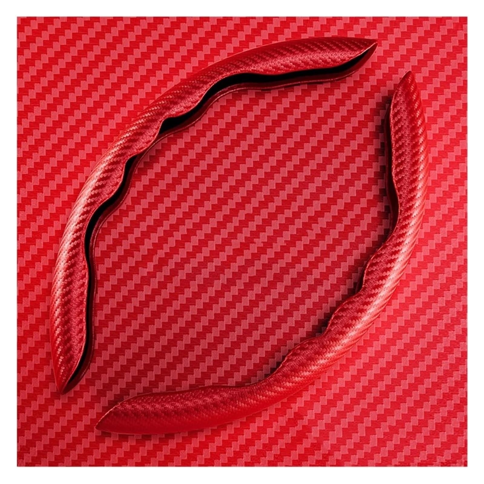 Carbon Fiber Lenkradbezug Universal Paar Abdeckungen Griff Sport Auto Lenkrad Fall Auf Dem Lenkrad Auto Lenkrad(rot) von SDHECD