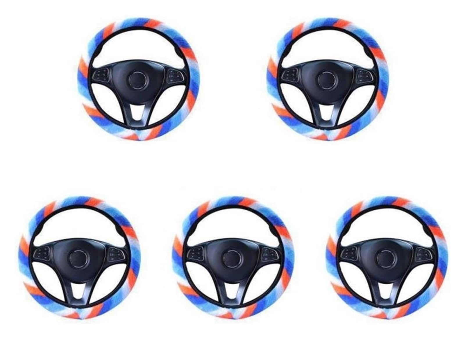 Für 1~5 STÜCKE Regenbogen Farbe Fluff Lenkrad Abdeckung Auto Innen Dekoration Ist Weich Warm Lenkrad Schutz Auto Lenkrad(Style A 5pcs) von SDHECD