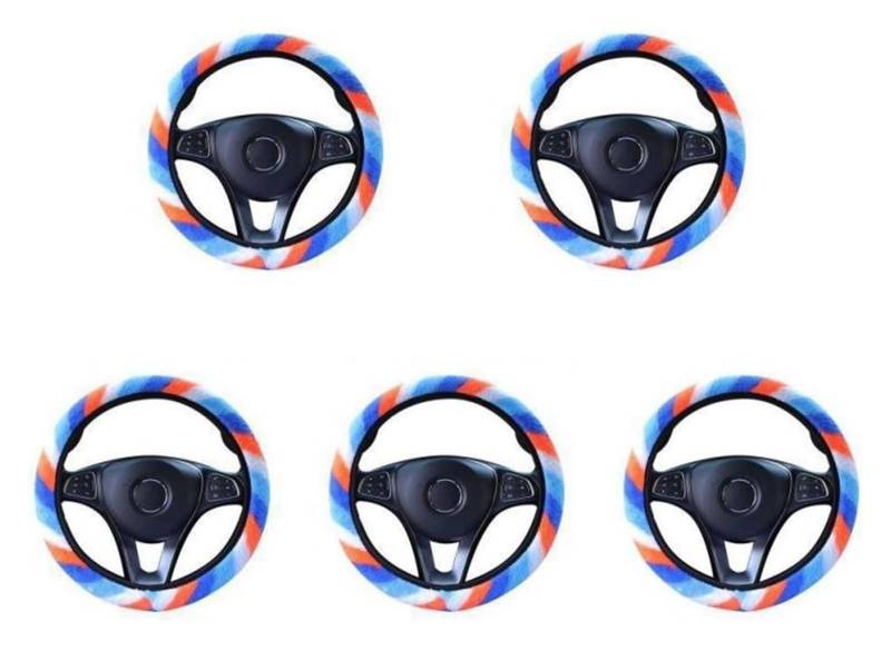 Für 1~5 STÜCKE Regenbogen Farbe Fluff Lenkrad Abdeckung Auto Innen Dekoration Ist Weich Warm Lenkrad Schutz Auto Lenkrad(Style A 5pcs) von SDHECD