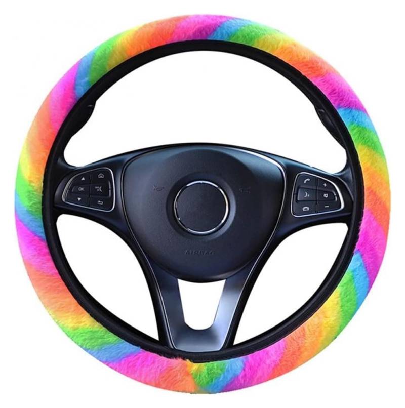 Für 1~5 STÜCKE Regenbogen Farbe Fluff Lenkrad Abdeckung Auto Innen Dekoration Ist Weich Warm Lenkrad Schutz Auto Lenkrad(Style C 1pc) von SDHECD