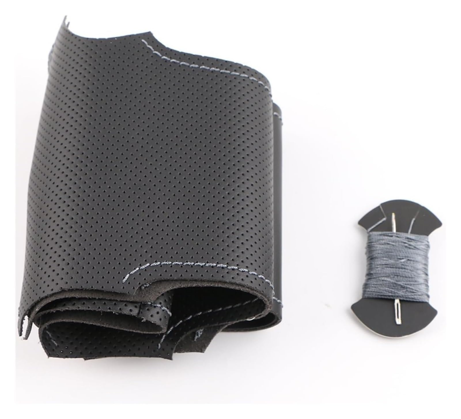 Für 530 523 523li 525 520li 535 545i E60 Schwarzes Ledergeflecht Für Lenkrad Maßgeschneiderte Auto-Lenkradabdeckung Auto Lenkrad(Grey Thread) von SDHECD