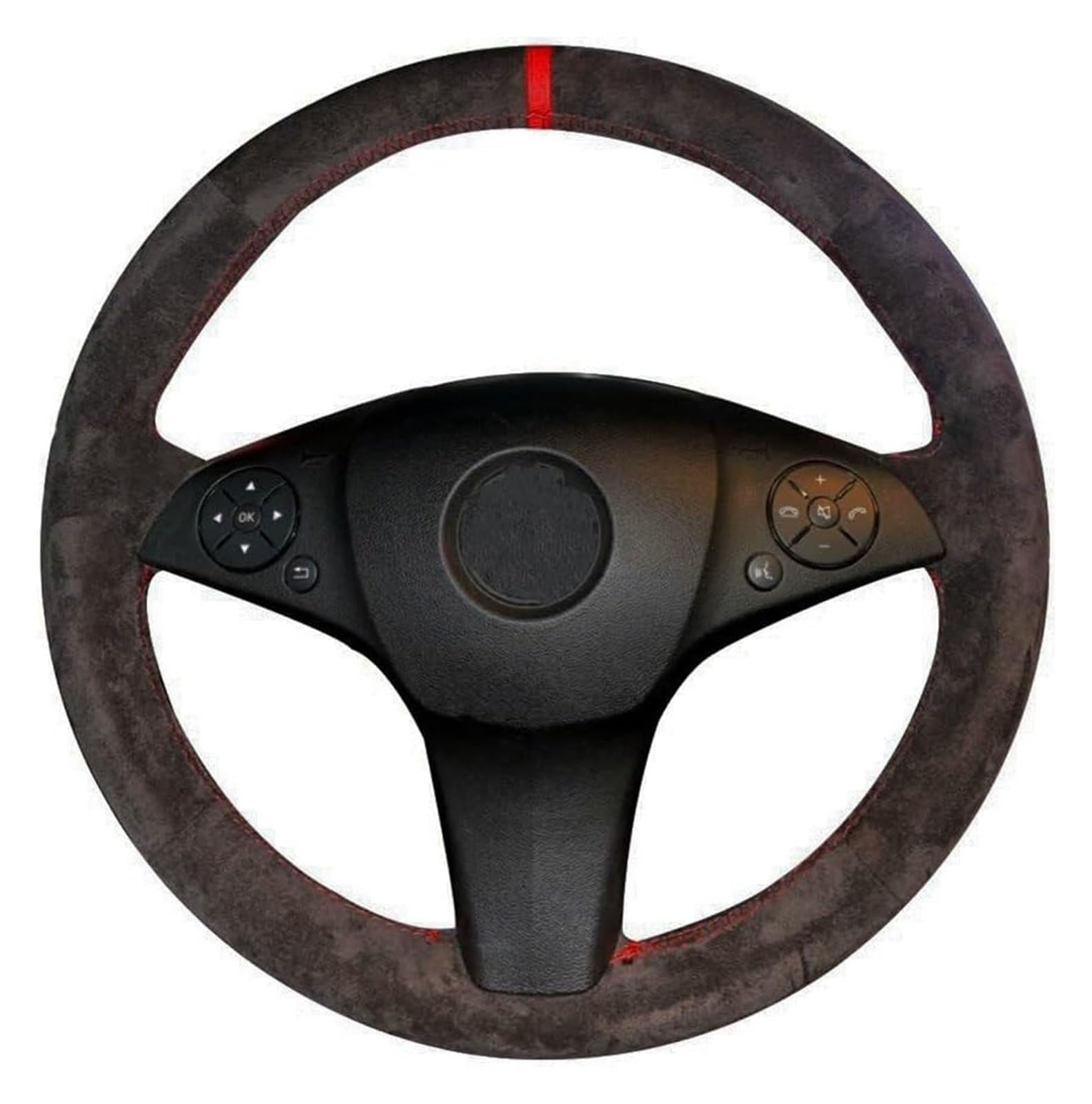 Für C180 C200 C350 C300 CLS 280 300 350 500 GLK Maßgeschneiderte Auto-Lenkradabdeckung, Handgenähtes, Rutschfestes Wildleder Auto Lenkrad(Red Thread) von SDHECD