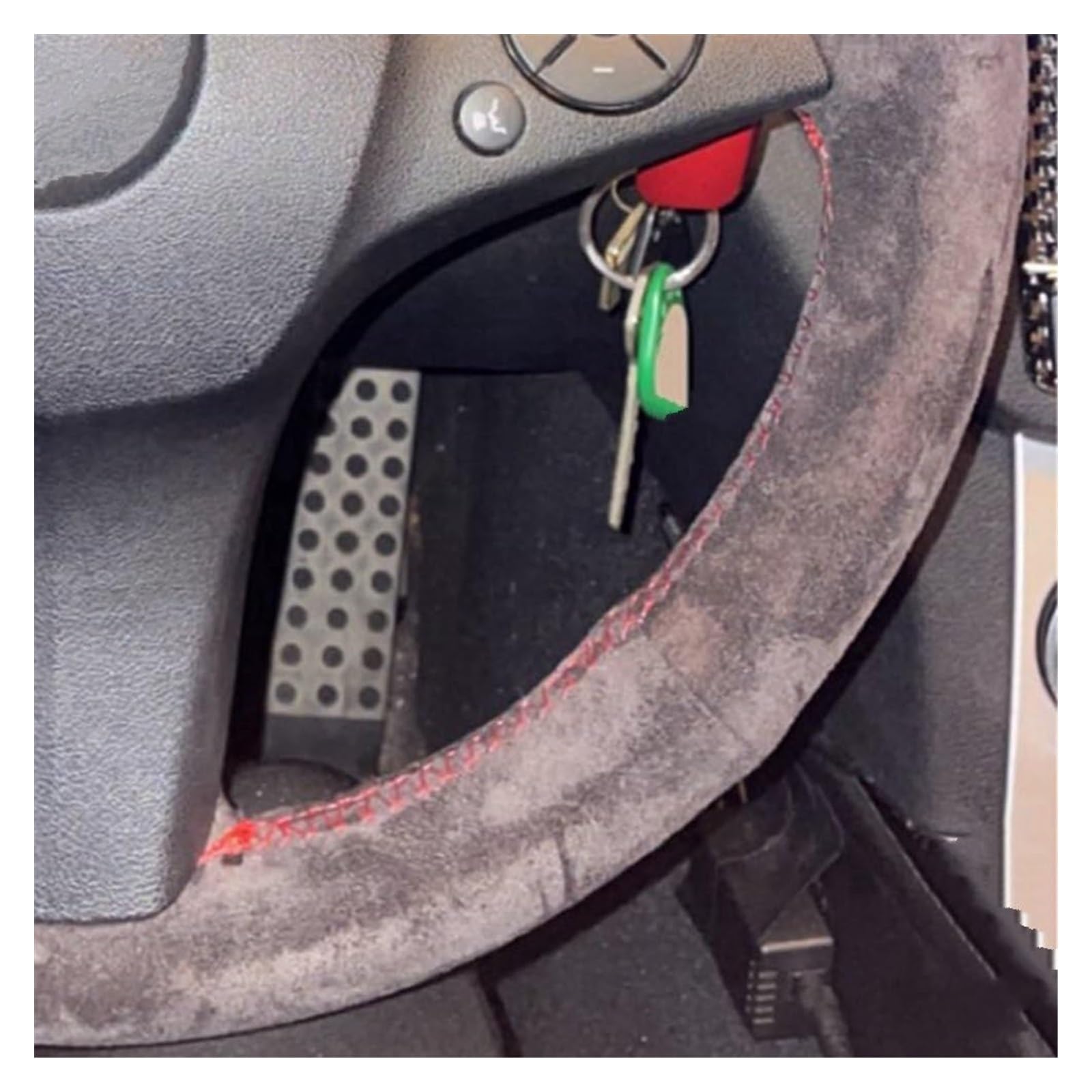 Für C180 C200 C350 C300 CLS 280 300 350 500 GLK Zubehör Maßgeschneiderte rutschfeste Wildleder-Autolenkradabdeckung Auto Lenkrad(Blue Thread) von SDHECD
