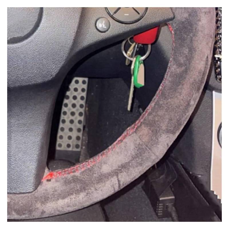Für C180 C200 C350 C300 CLS 280 300 350 500 GLK Zubehör Maßgeschneiderte rutschfeste Wildleder-Autolenkradabdeckung Auto Lenkrad(Orange Thread) von SDHECD