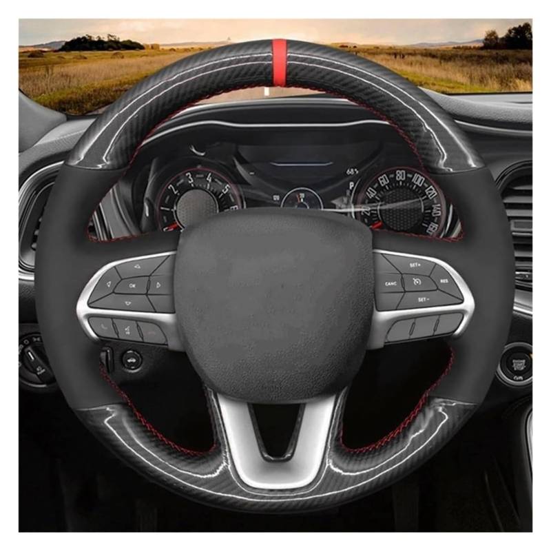 Für Dodge Für Challenger Für Charger 2015-2021 Für Dodge Für Durango 2018-2021 Autolenkradabdeckung Wildleder Auto Lenkrad(Orange Thread) von SDHECD
