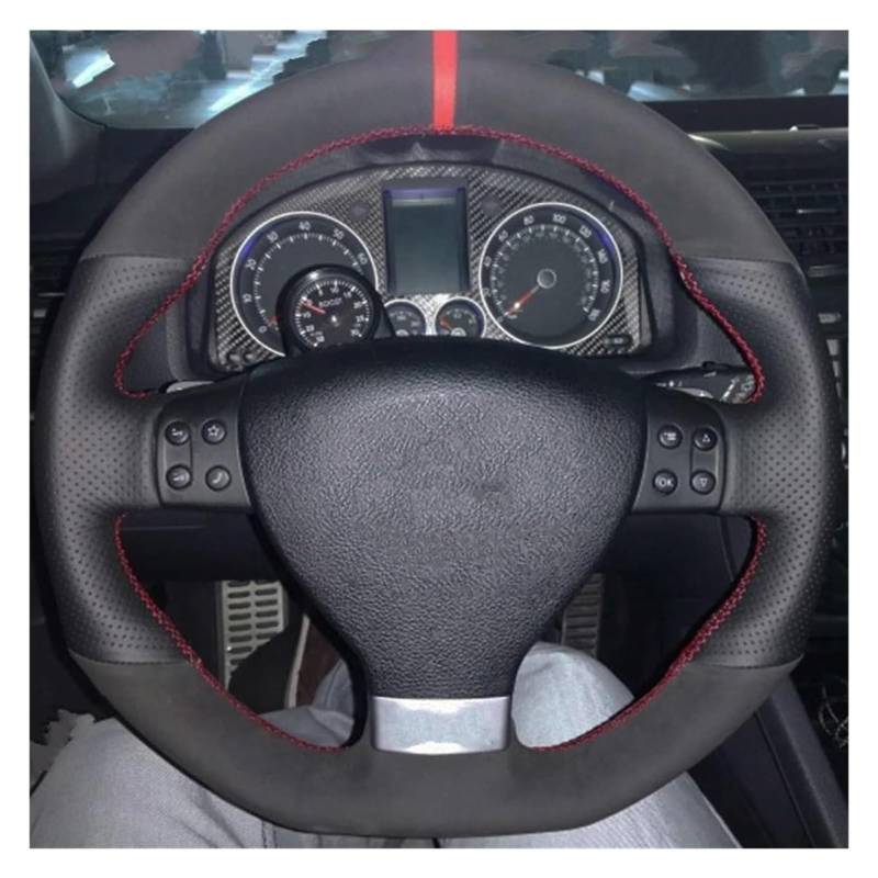 Für G&olf 5 Mk5 GTI Für VW Für G&olf 5 R32 Für P&assat R GT 2005 Autolenkradabdeckung Schwarzes Wildleder DIY Handgenäht Auto Lenkrad(Grey Thread) von SDHECD