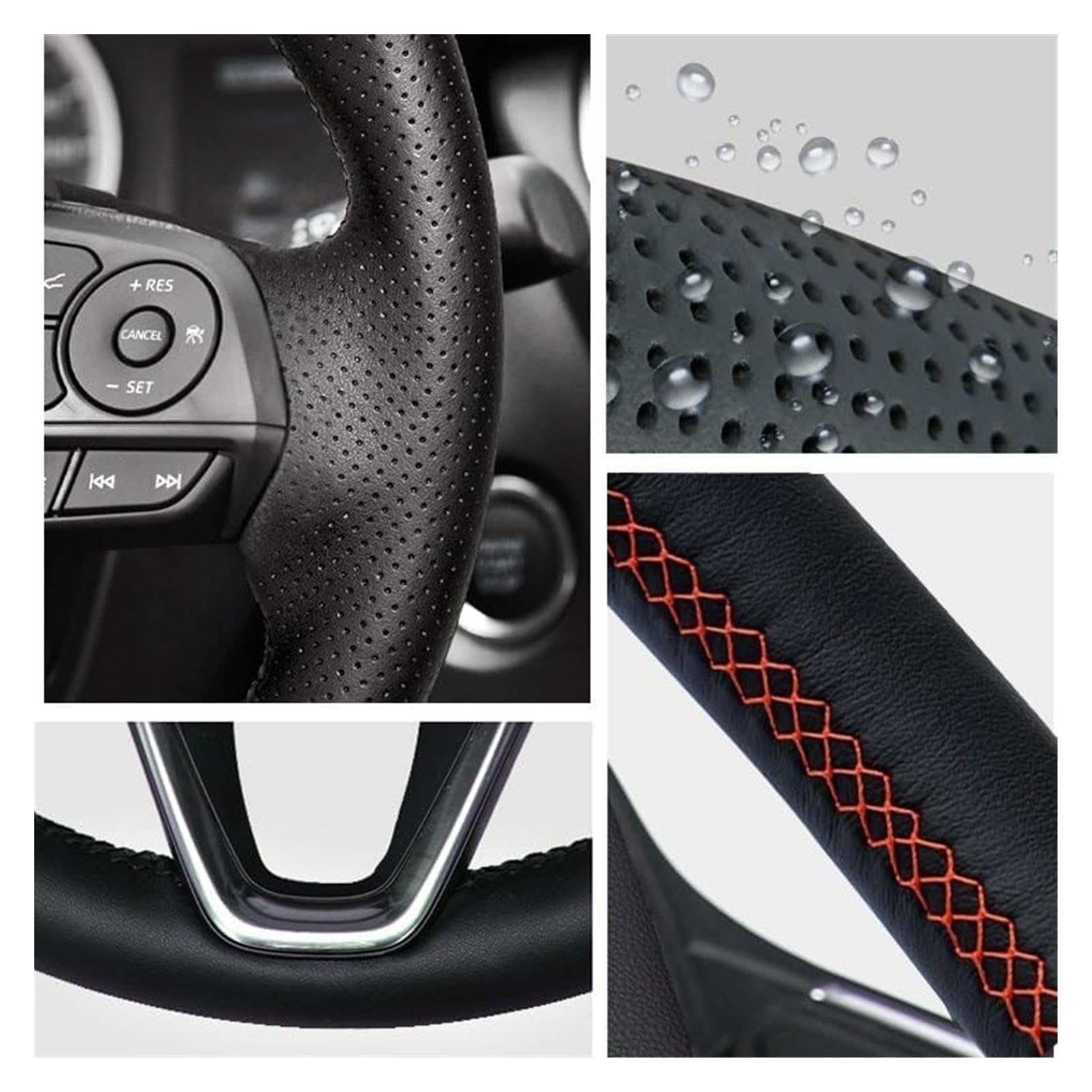Für M-Klasse 2009-2011 R-Klasse 2010-2017 GL-Klasse 2010 Kunstleder-Lenkrad-Geflechtabdeckung Auto Lenkrad(Black Thread) von SDHECD