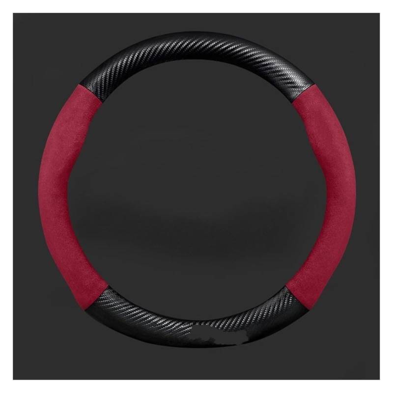 Für M&ITSUBISHI Carbon Fiber 38cm Runde Form Wildleder Leder Auto Lenkrad Abdeckungen Lenkrad Schutz Auto Lenkrad(A-Style 5) von SDHECD