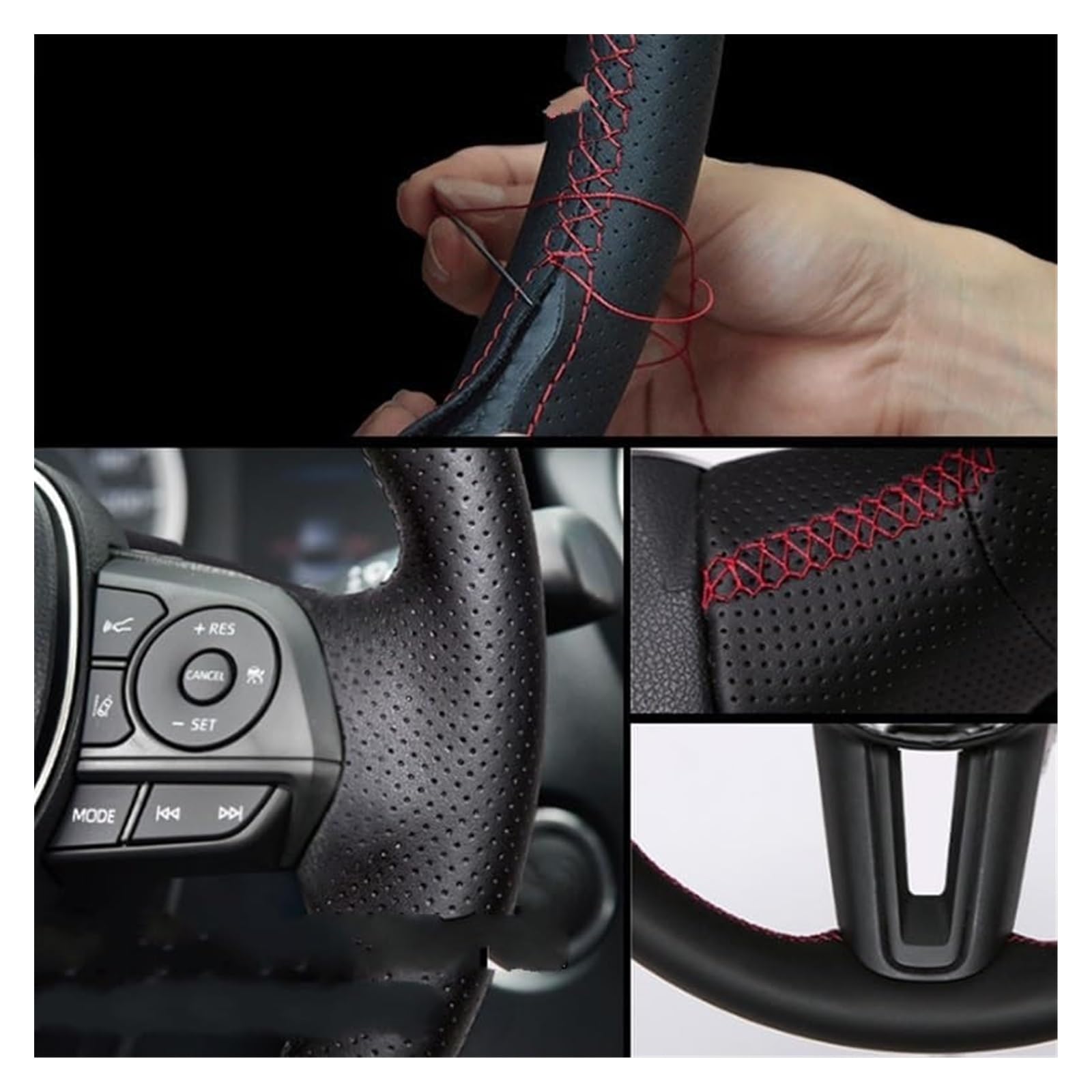 Für Mazda 3 Für Axela Für Mazda 6 Für Atenza Für Mazda 2 CX-3 CX3 CX-5 CX5 Für Scion Custom Car Lenkrad-Geflechtabdeckung Aus Echtem Leder Auto Lenkrad(Green Thread) von SDHECD