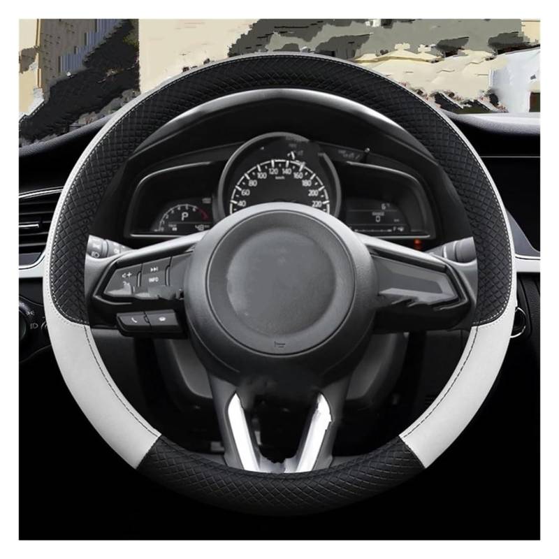 Für Mazda CX3 CX4 CX5 CX7 CX9 CX30 CX50 CX60 CX70 CX90 Autolenkradabdeckung PU-Leder Rutschfestes Autozubehör Auto Lenkrad(Weiß) von SDHECD