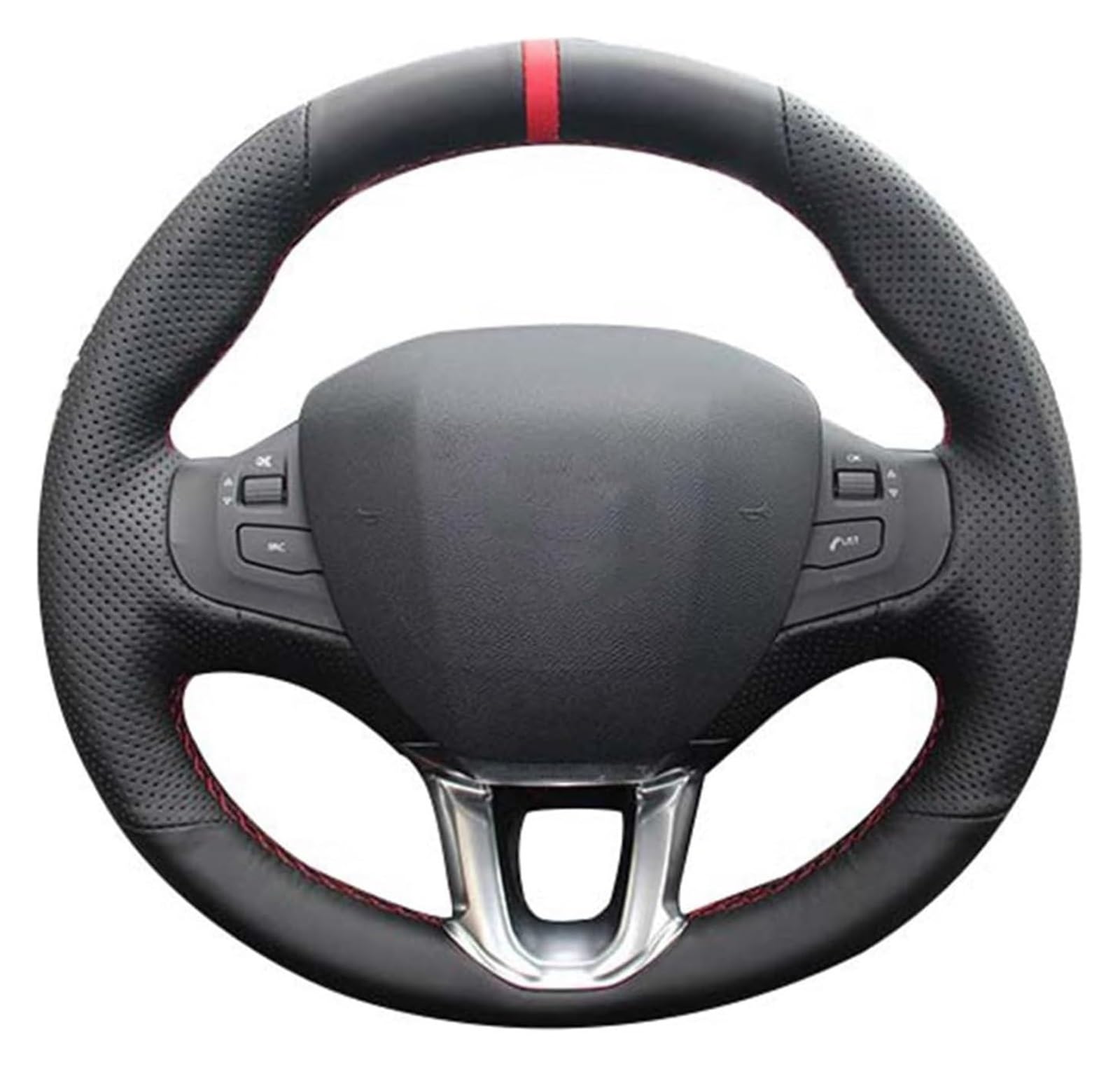 Für P&eugeot 208 Für P&eugeot 2008 Lenkrad Autozubehör Schwarzes Kunstleder Auto Lenkradbezug Rote Markierung Auto Lenkrad(Red Blue Thread) von SDHECD