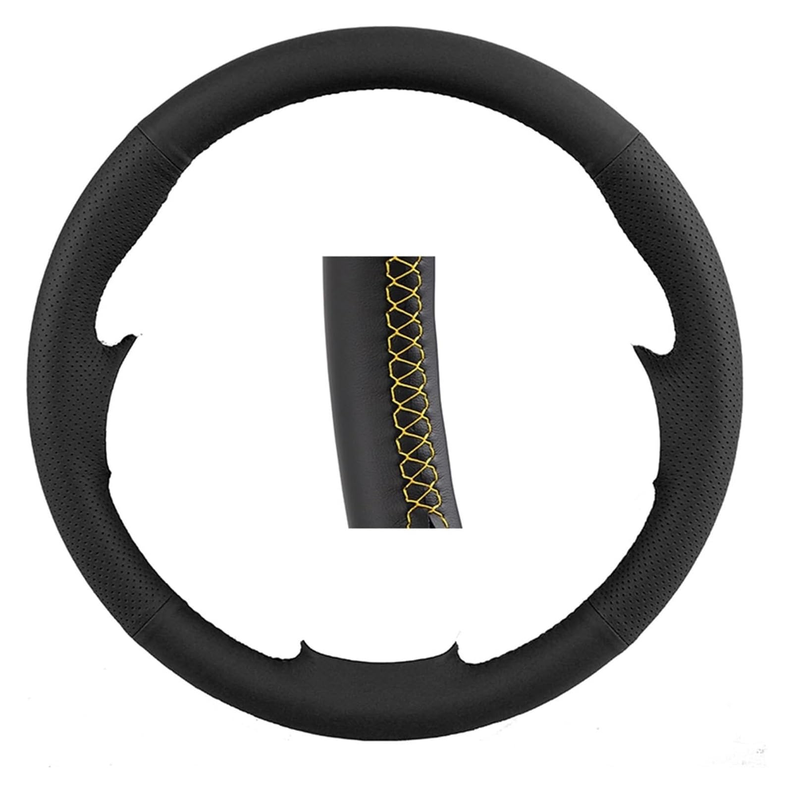 Für P&eugeot 307 CC 307 SW 407 SW Lenkradgeflecht Handgenähte Kunstleder-Autolenkradabdeckung Auto Lenkrad(Yellow line) von SDHECD