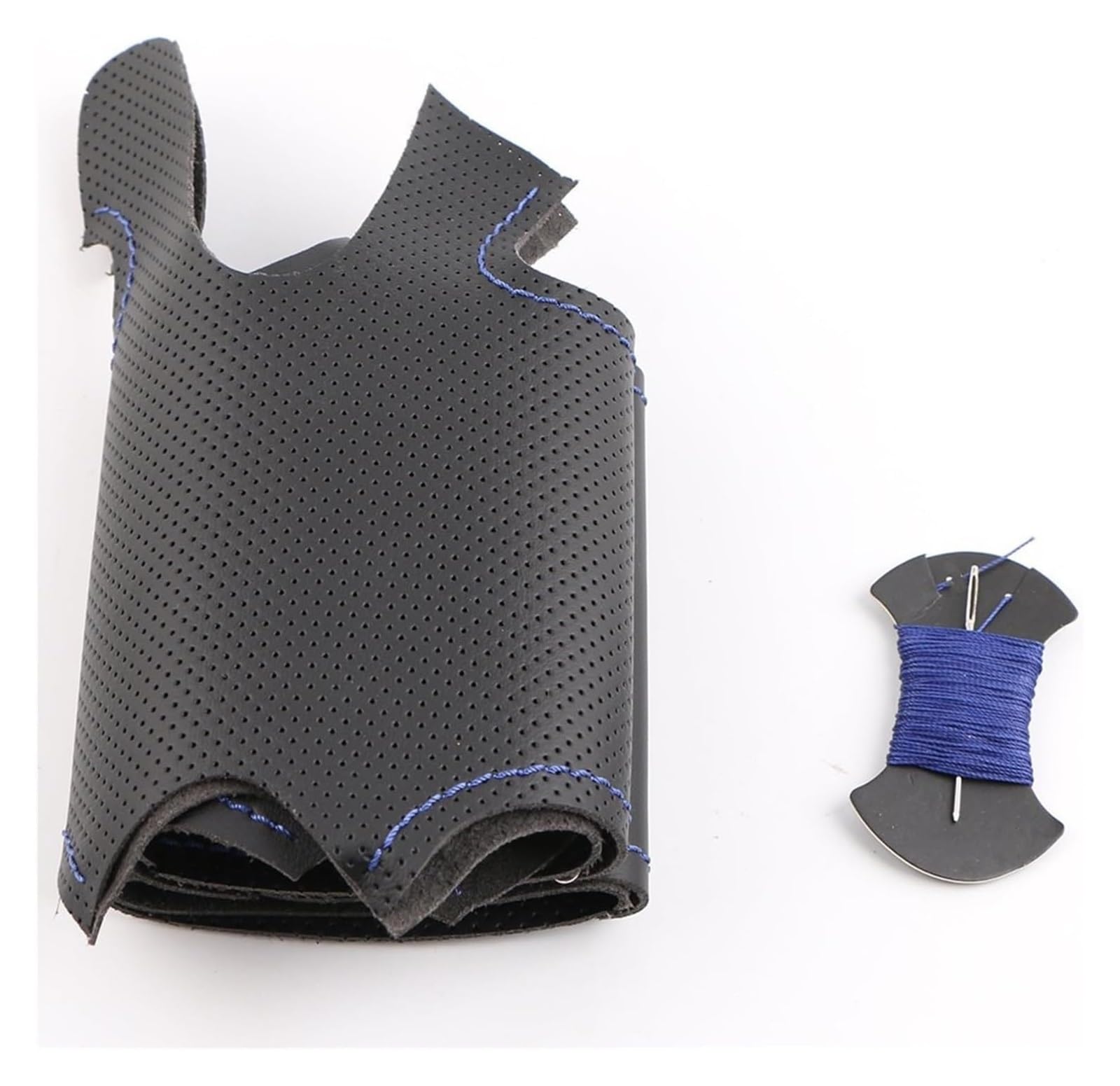 Für R&enault Für Clio 2 Für Twingo 2 Für D&acia Für Sandero Ledergeflecht Maßgeschneiderte DIY-Autolenkradabdeckung Auto Lenkrad(Blue Thread) von SDHECD