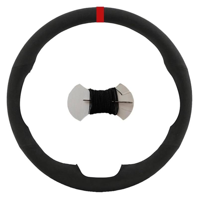 Für S2000 Für Civic SI Für Acura RSX Type-S Weich Schweißableitend Handgenähtes Wildleder Lenkradbezug Individueller Autolenkradbezug Auto Lenkrad(Schwarz) von SDHECD