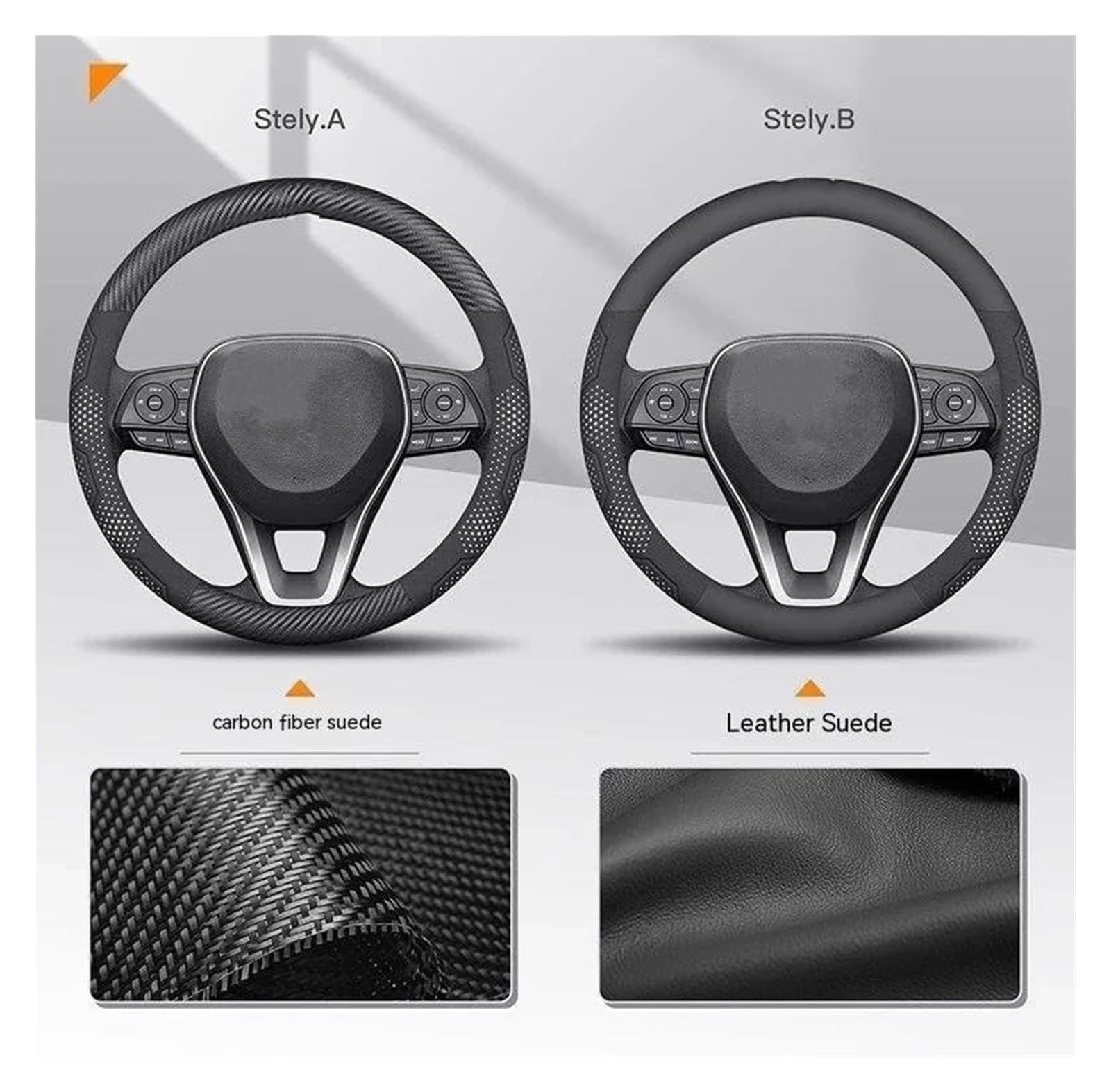 Für T&oyota Für Crown CHR Für Yaris Für Corolla Für Auris Für Hilux Für Celica Für Verso Für Rav4 Für Prius Lenkradbezüge Auto Carbonfaser-Lenkradbezug Auto Lenkrad(Carbon Orange) von SDHECD