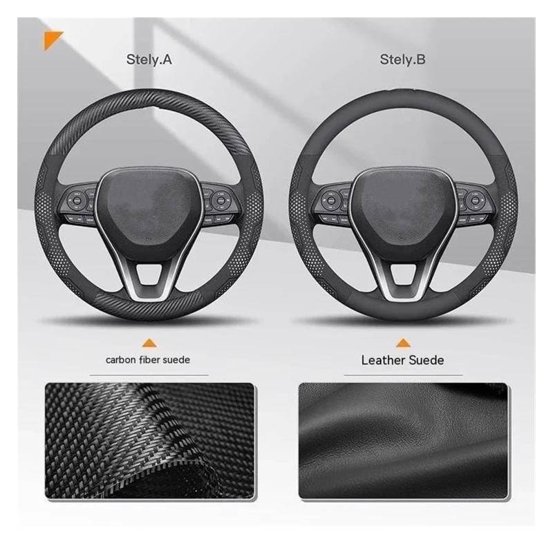 Für T&oyota Für Crown CHR Für Yaris Für Corolla Für Auris Für Hilux Für Celica Für Verso Für Rav4 Für Prius Lenkradbezüge Auto Carbonfaser-Lenkradbezug Auto Lenkrad(Carbon Orange) von SDHECD