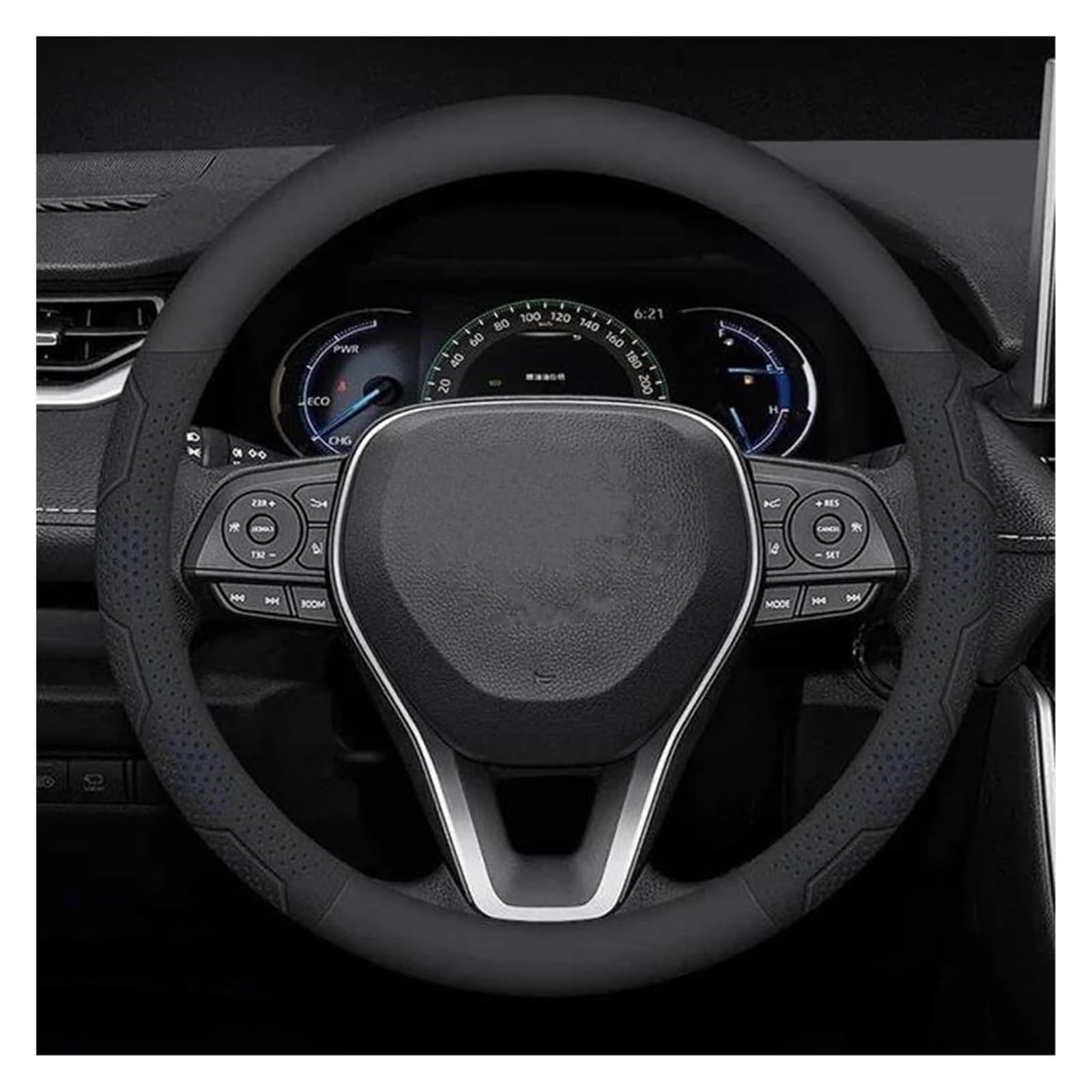 Für T&oyota Für Crown CHR Für Yaris Für Corolla Für Auris Für Hilux Für Celica Für Verso Für Rav4 Für Prius Lenkradbezüge Auto Carbonfaser-Lenkradbezug Auto Lenkrad(Leather Blue) von SDHECD