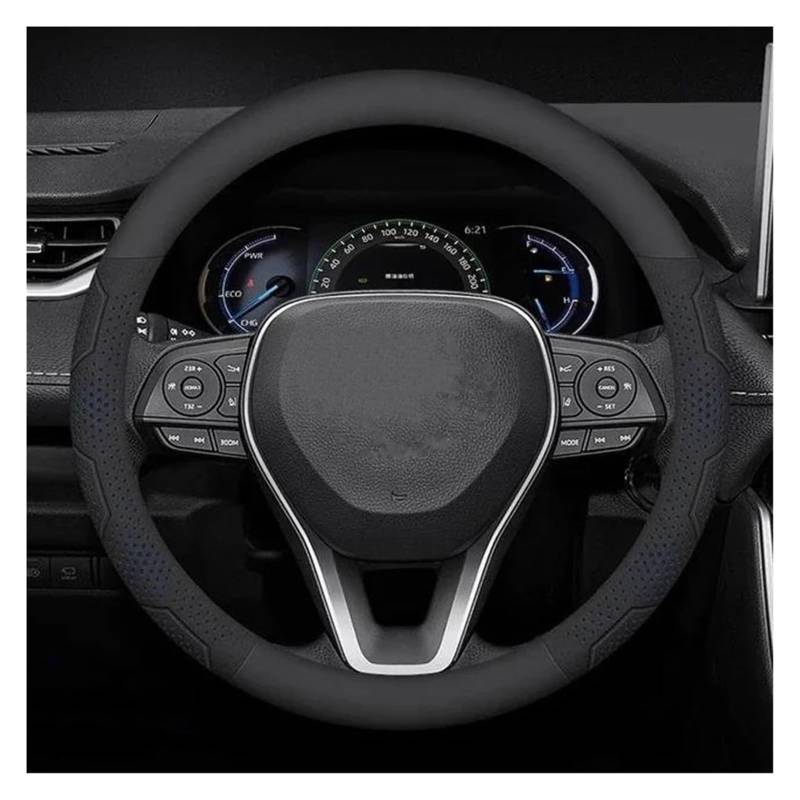 Für T&oyota Für Crown CHR Für Yaris Für Corolla Für Auris Für Hilux Für Celica Für Verso Für Rav4 Für Prius Lenkradbezüge Auto Carbonfaser-Lenkradbezug Auto Lenkrad(Leather Blue) von SDHECD