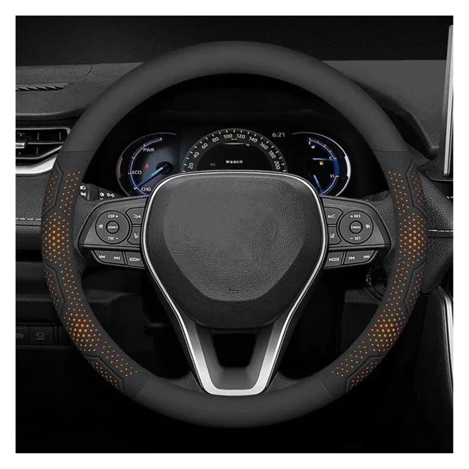 Für T&oyota Für Crown CHR Für Yaris Für Corolla Für Auris Für Hilux Für Celica Für Verso Für Rav4 Für Prius Lenkradbezüge Auto Carbonfaser-Lenkradbezug Auto Lenkrad(Leather Orange) von SDHECD
