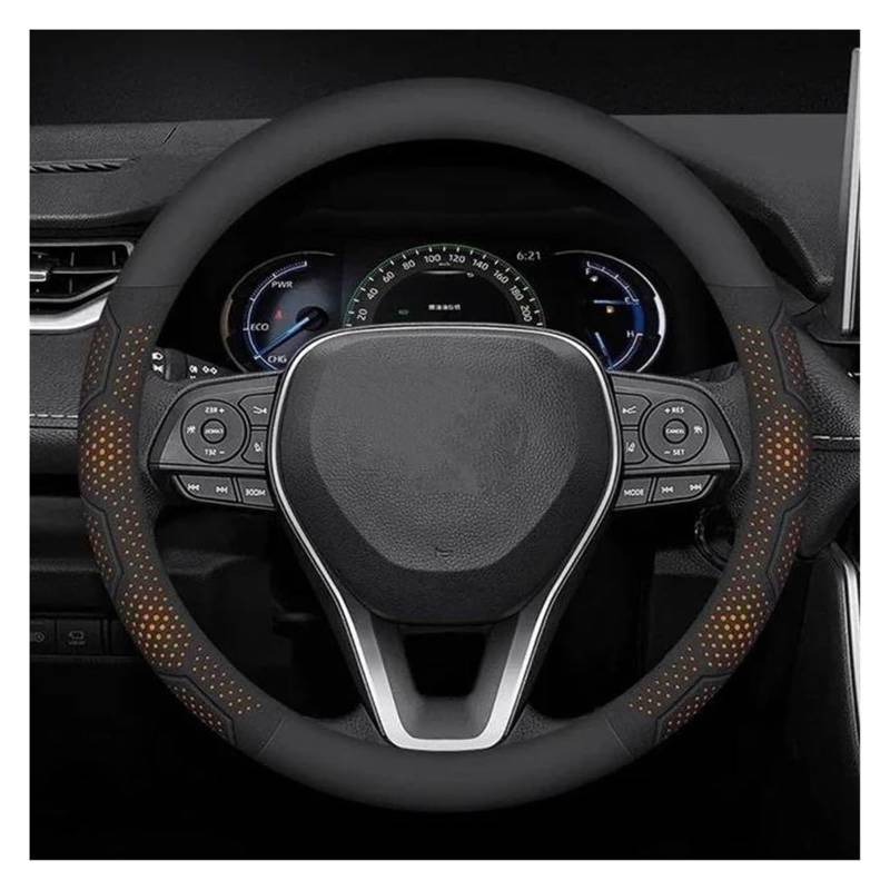 Für T&oyota Für Crown CHR Für Yaris Für Corolla Für Auris Für Hilux Für Celica Für Verso Für Rav4 Für Prius Lenkradbezüge Auto Carbonfaser-Lenkradbezug Auto Lenkrad(Leather Orange) von SDHECD