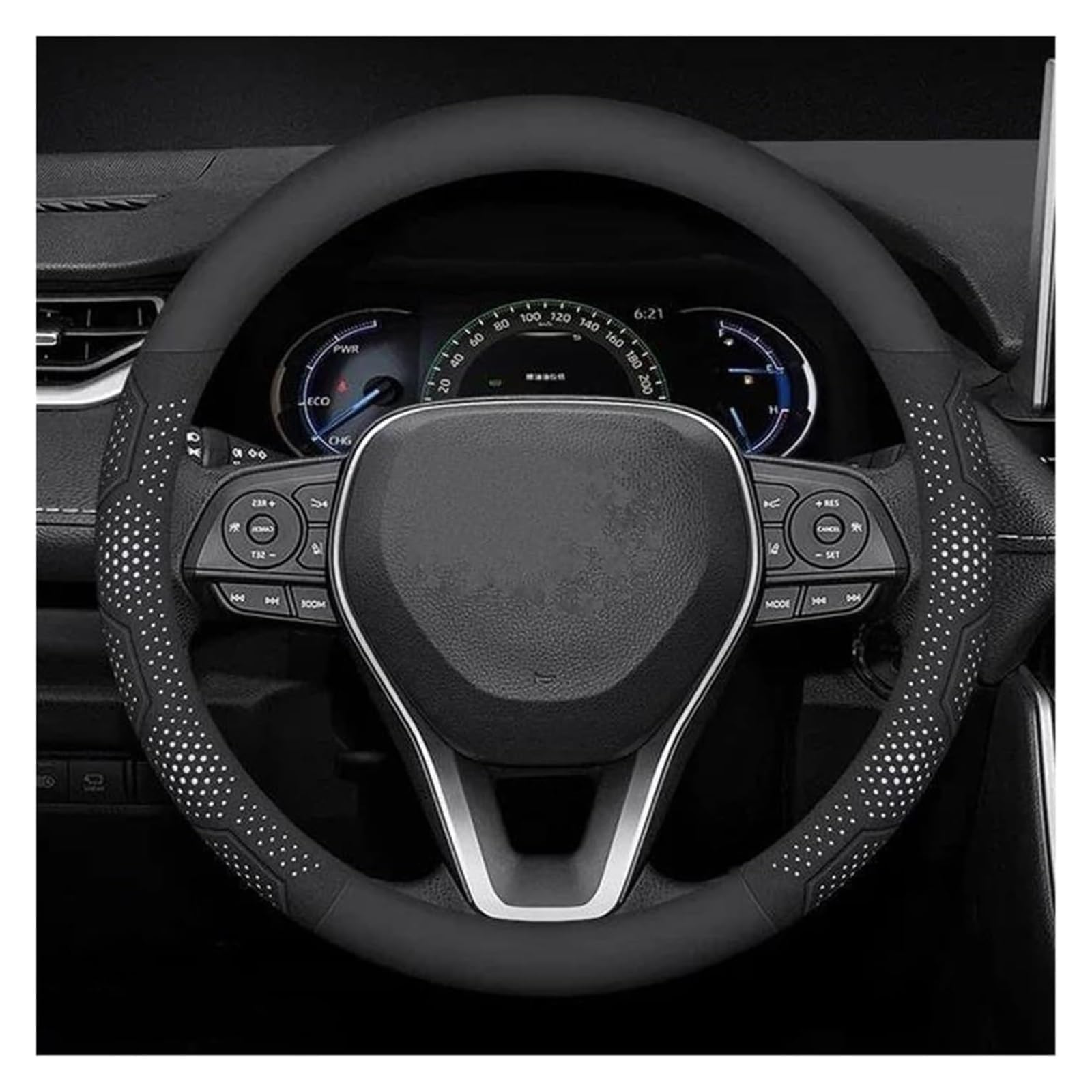 Für T&oyota Für Crown CHR Für Yaris Für Corolla Für Auris Für Hilux Für Celica Für Verso Für Rav4 Für Prius Lenkradbezüge Auto Carbonfaser-Lenkradbezug Auto Lenkrad(Leather White) von SDHECD