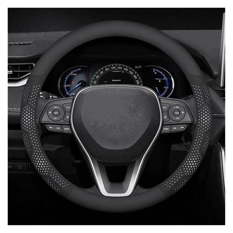 Für T&oyota Für Crown CHR Für Yaris Für Corolla Für Auris Für Hilux Für Celica Für Verso Für Rav4 Für Prius Lenkradbezüge Auto Carbonfaser-Lenkradbezug Auto Lenkrad(Leather White) von SDHECD