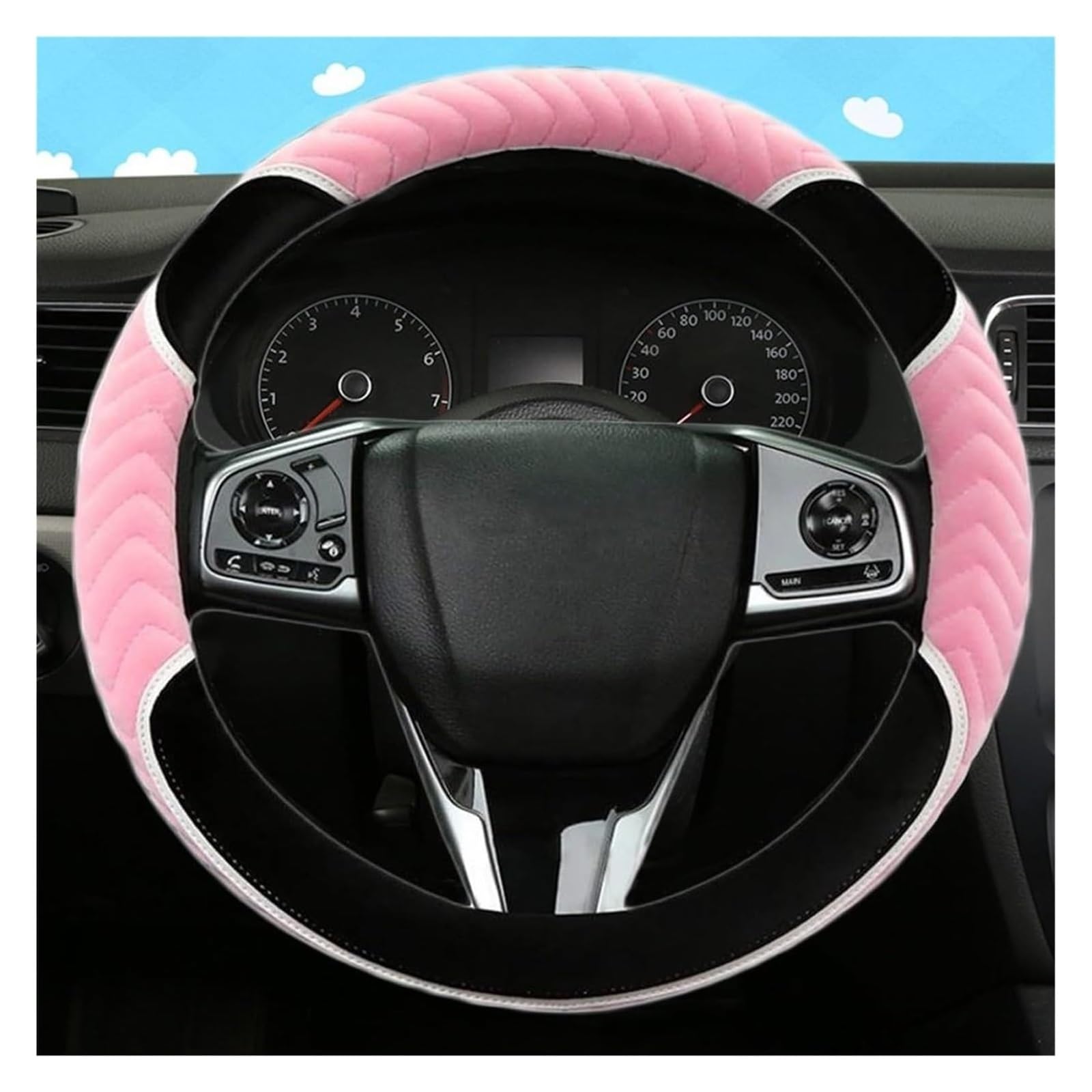 Plüsch Auto Lenkrad Abdeckung Winter Weiche Handschuh Warme Schutz Auto Lenkrad(Rosa) von SDHECD