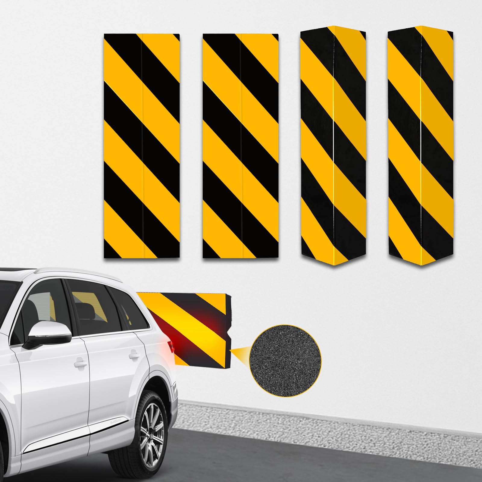SDLDEER 4 Stück Garagen Wandschutz, 40x12.5x2cm Selbstklebend Autotür Wandschutz Auto Schutz Garage Türkantenschutz Eva Schaumstoff für Autotür Schutz, Garagenwand und Parkplatz (gelb/schwarz) von SDLDEER