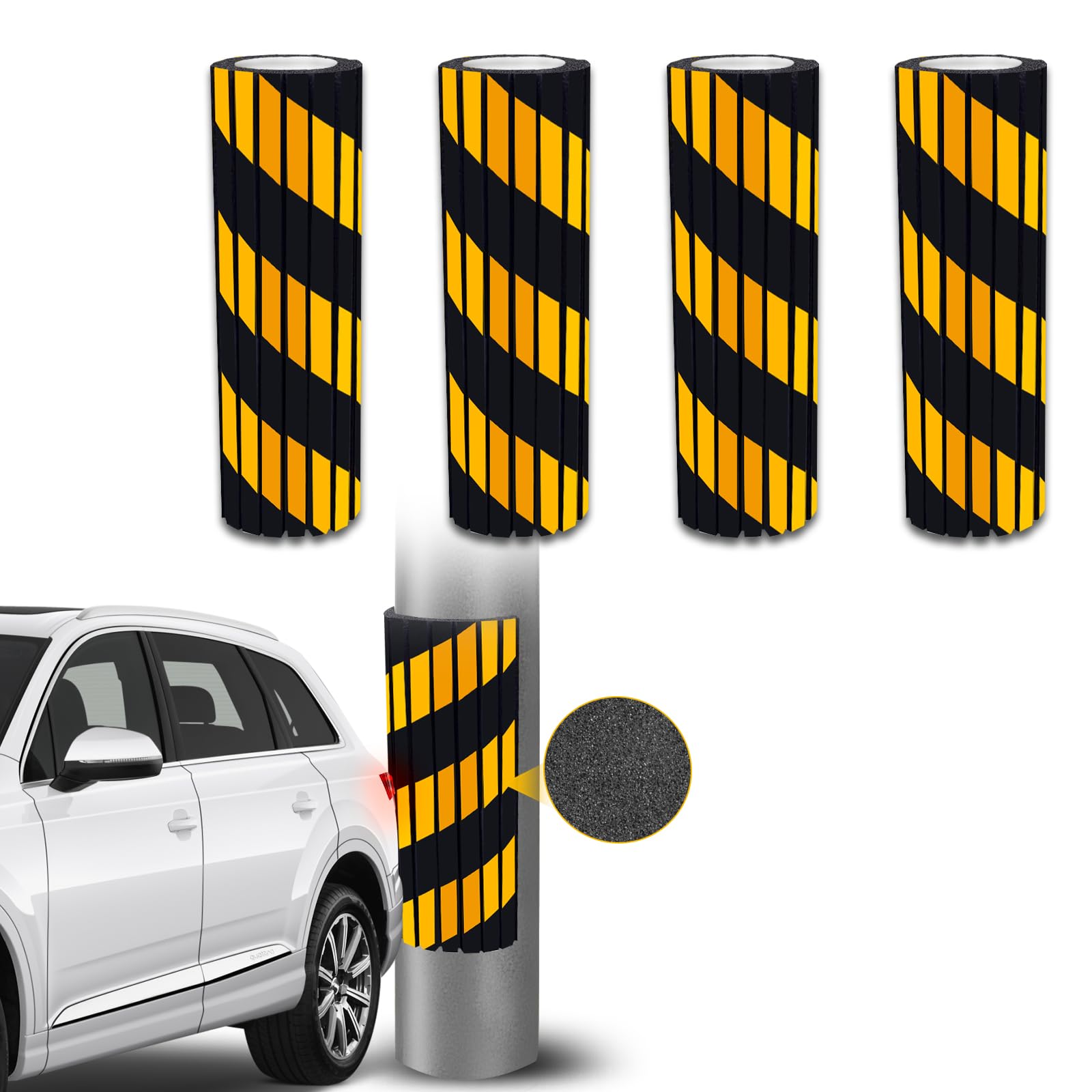 SDLDEER 4 Stück Garagen Wandschutz, 40x25x2cm Selbstklebend Autotür Wandschutz Auto Schutz Garage Türkantenschutz Eva Schaumstoff für Autotür Schutz, Garagenwand und Parkplatz (gelb/schwarz) von SDLDEER