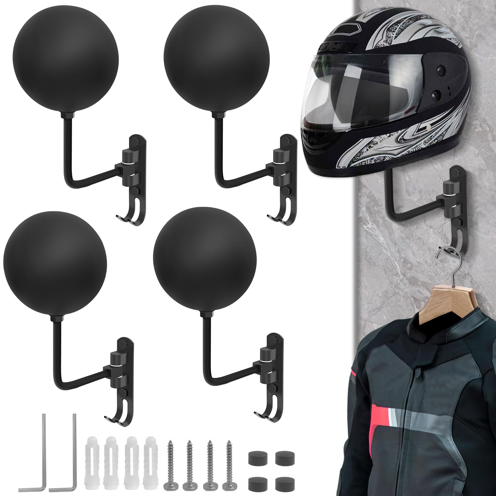 SDLDEER Motorradhelm Halterung Wand, 4 Stück Vielseitiger Helmhalterung, Wandmontage Helmhalter Wand für Motorrad Helm, Jacke, Caps, Rugby Helm SDLDEER Motorradhelm Halterung Wand, 4 Stück Vielseitiger Helmhalterung, Wandmontage Helmhalter Wand für Motorrad Helm, Jacke, Caps, Rugby Helm von SDLDEER