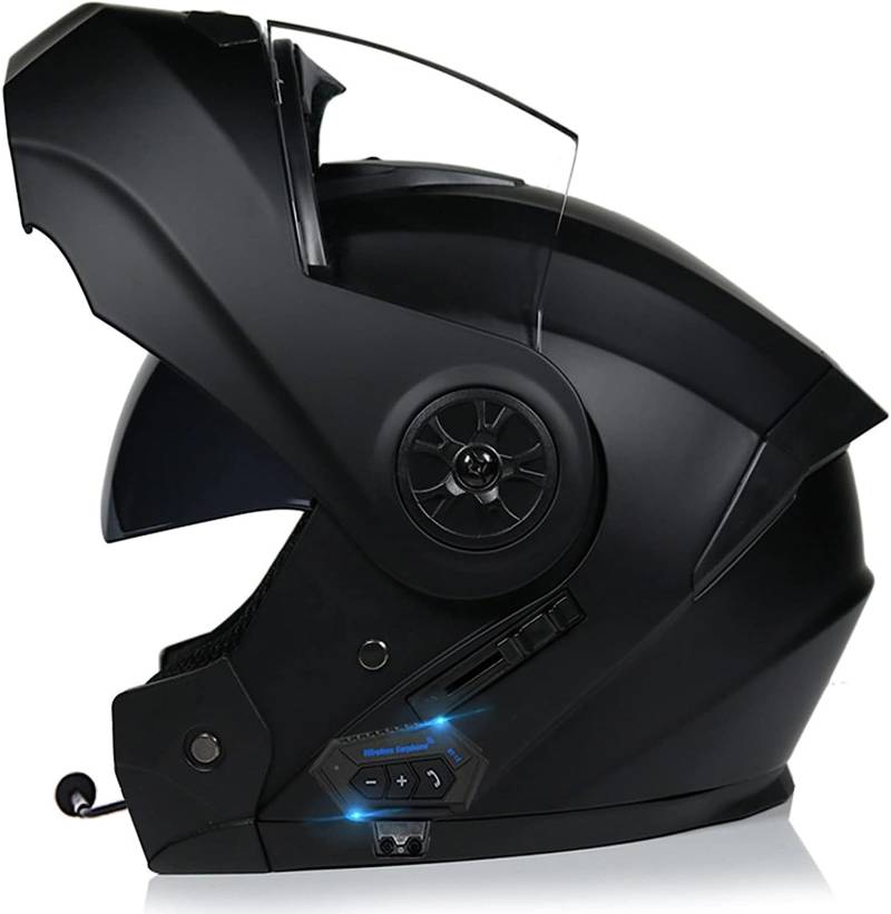 Bluetooth-Motorradhelm Mit Doppelvisier,Blendfreier Modulares Vollgesicht Eingebautes Bluetooth-FM-Radio Wasserdichtes Bluetooth Integrierte Helme ECE-Zulassung von SDPPTY