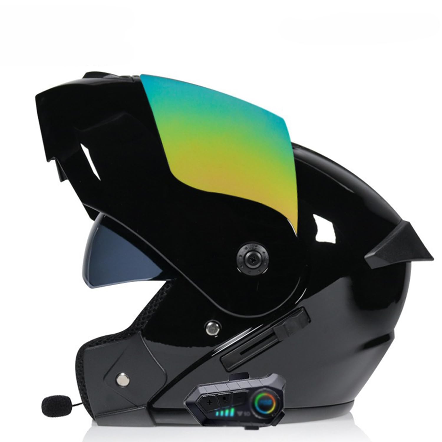 Klapphelm Mit Bluetooth, Motorradhelm Modularer Integrierter Bluetooth-Helm DOT/ECE Genehmigt Motorrad Full Face Helm Rollerhelm Anti-Fog-Doppelspiegel Sturzhelm Unisex 55~62CM von SDPPTY