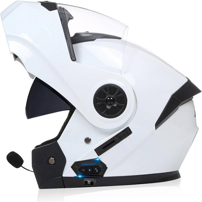 Motorradhelm Mit Bluetooth Klapphelm Mit Doppelvisier Bluetooth-Helm ECE Genehmigt Für Damen Und Herren Motorradhelm Mit Eingebautem Mikrofon Für Automatische Reaktion von SDPPTY