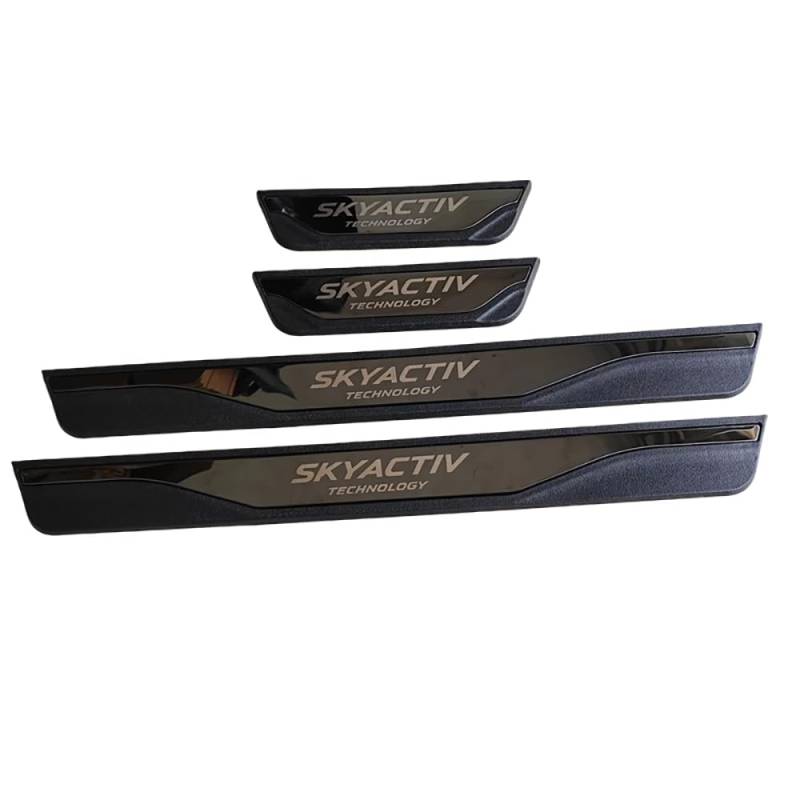 4 Stück Edelstahl Einstiegsleisten Schutz Auto Zubehör Kratzfester Türschwellenschutz Wasserdicht für Mazda 3 Axela Mazda 6 Atenza CX-5 CX-30,Black-A von SDUEYZS
