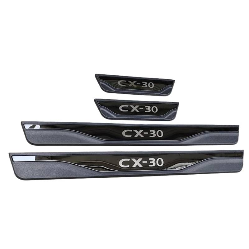 4 Stück Edelstahl Einstiegsleisten Schutz Auto Zubehör Kratzfester Türschwellenschutz Wasserdicht für Mazda CX-30 2020,Black-A von SDUEYZS