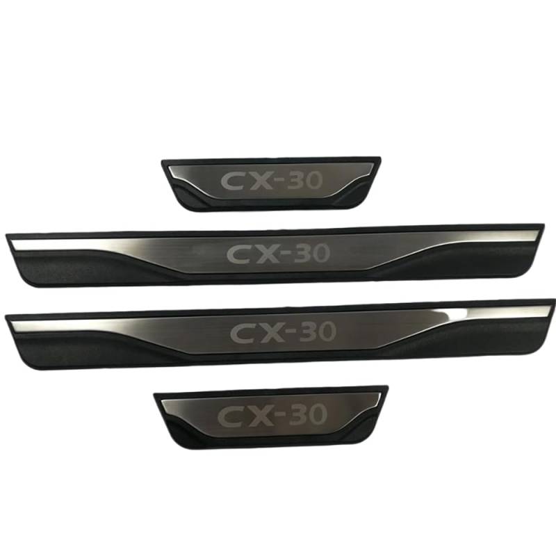 4 Stück Edelstahl Einstiegsleisten Schutz Auto Zubehör Kratzfester Türschwellenschutz Wasserdicht für Mazda CX-30 2020,Silver-A von SDUEYZS