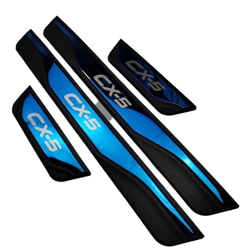 4 Stück Edelstahl Einstiegsleisten Schutz Auto Zubehör Kratzfester Türschwellenschutz Wasserdicht für Mazda CX-5 2013 2014 2015 2016,Blue-A von SDUEYZS