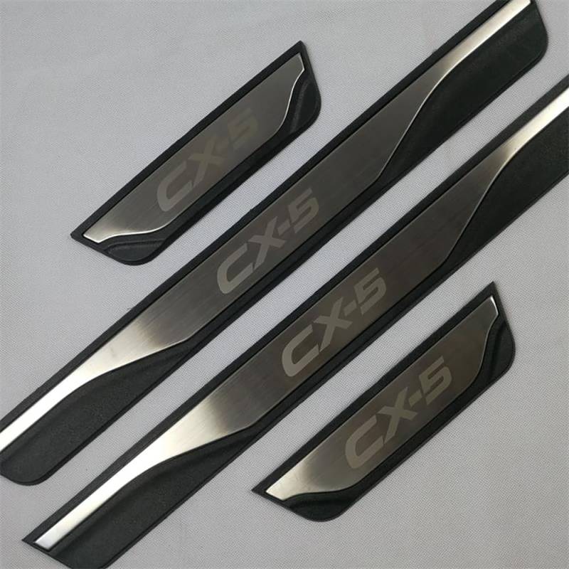 4 Stück Edelstahl Einstiegsleisten Schutz Auto Zubehör Kratzfester Türschwellenschutz Wasserdicht für Mazda CX-5 2013 2014 2015 2016,Silver-A von SDUEYZS