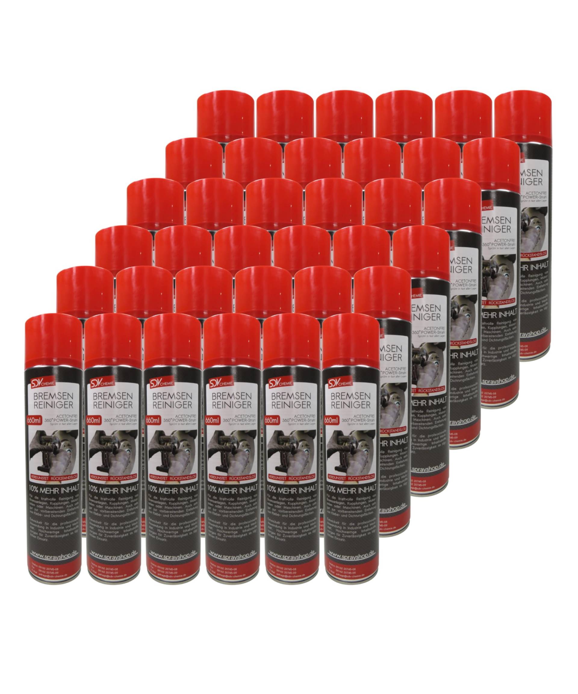 SDV Chemie Bremsenreiniger Spray 36x 660 ml Power Brake Cleaner 360° Ventil Teilereiniger von SDV Chemie