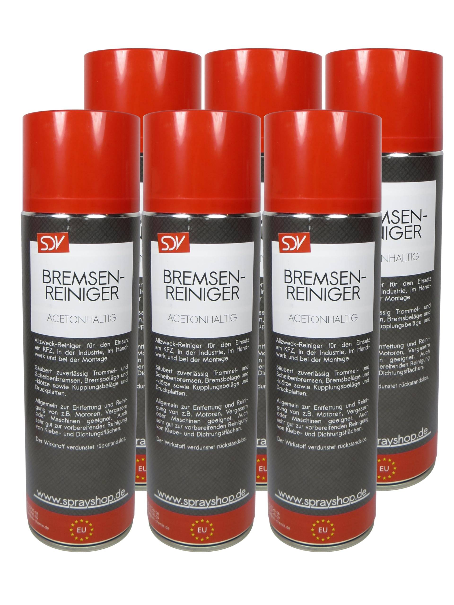 SDV Chemie Bremsenreiniger Spray 6X 500 ml Power Brake Cleaner 360° Ventil Teilereiniger von SDV Chemie