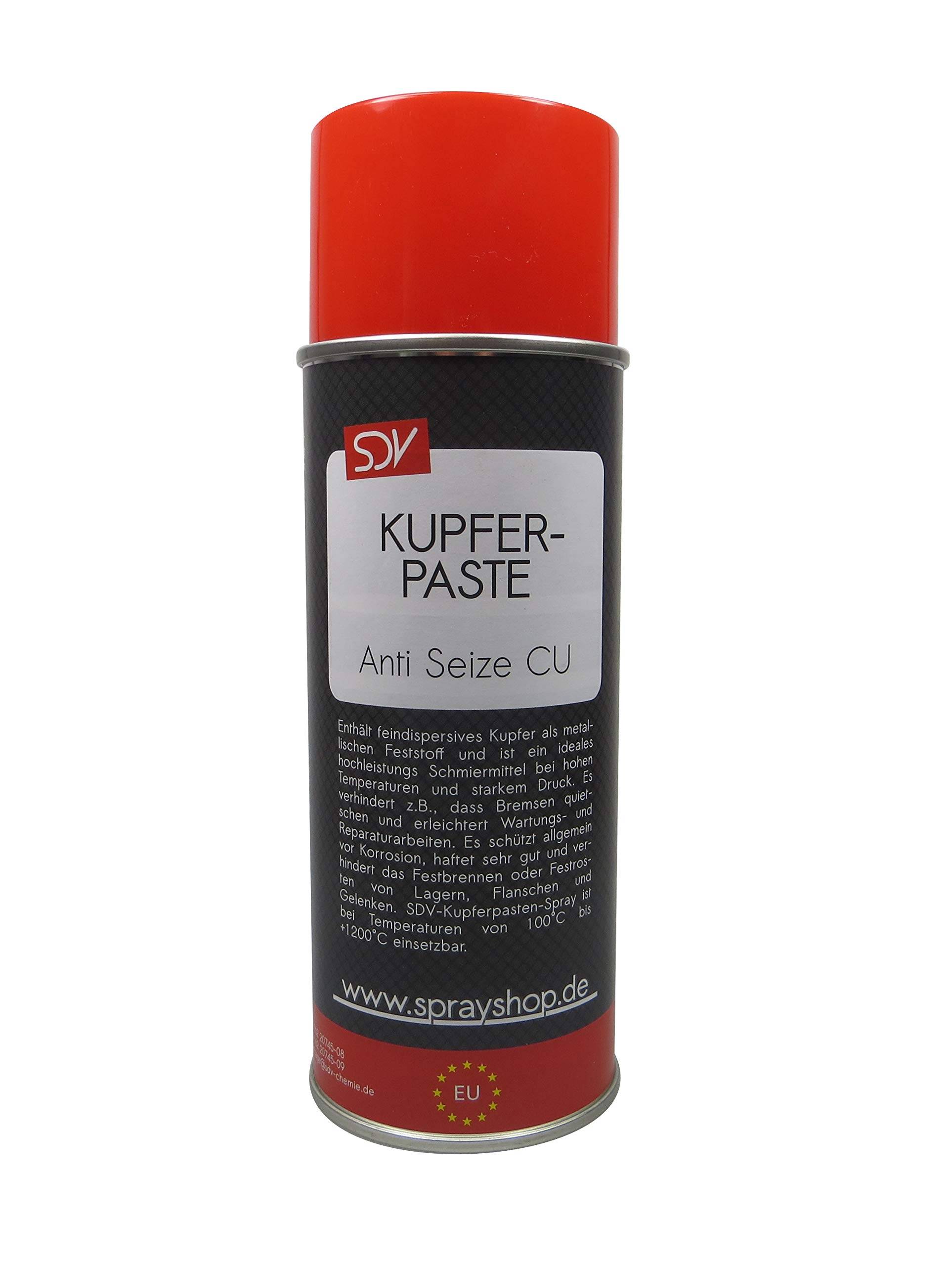 SDV Chemie Kupferpaste 1x 400ml Anti Seize Kupferpasten Spray Bremspaste bis 1200°C Kupferfett von SDV Chemie