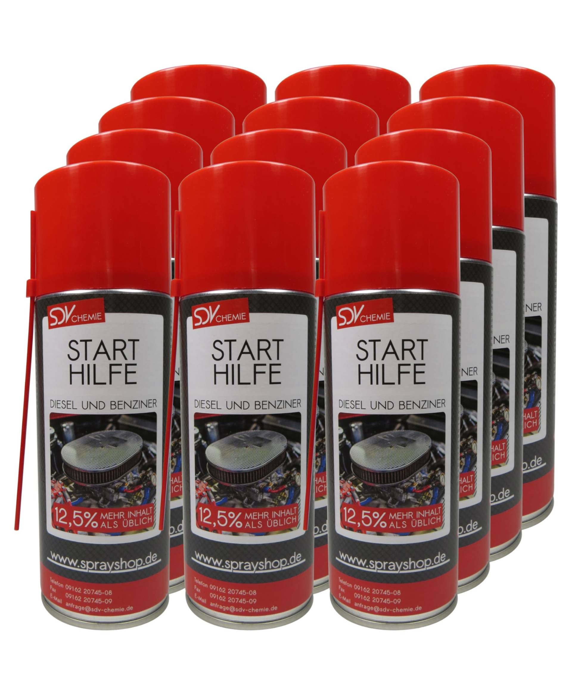 SDV Chemie Motorstarter Starthilfespray 12x 400ml Motorstartspray Starterspray Starthilfe von SDV Chemie
