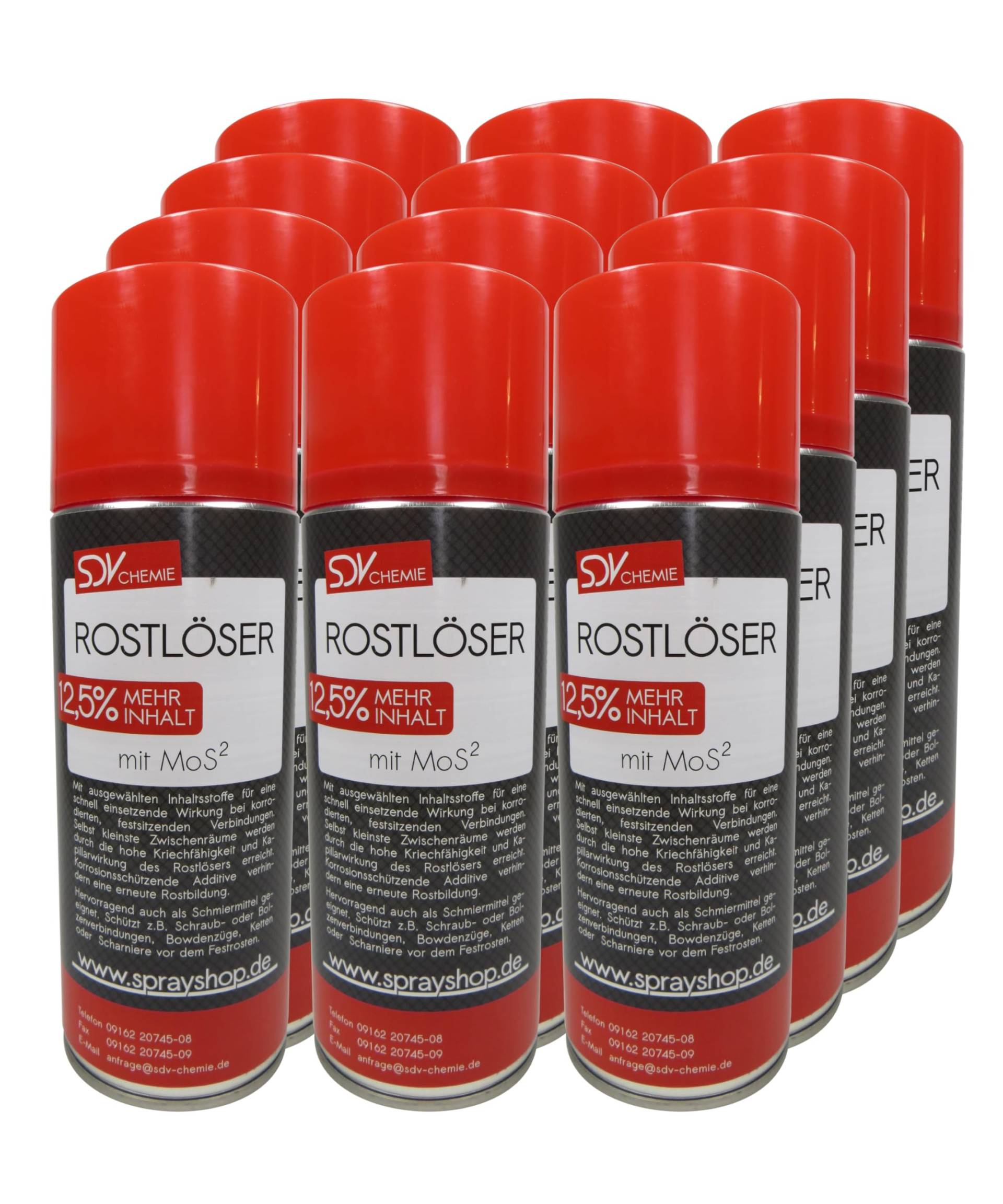 SDV Chemie Rostlöser 12x 400ml +12,5% mit MoS² WD Kriechöl Rostentferner 40 Rost Löser 450ml Inhalt SDV Chemie Rostlöser 12x 400ml +12,5% mit MoS² WD Kriechöl Rostentferner 40 Rost Löser 450ml Inhalt von SDV Chemie