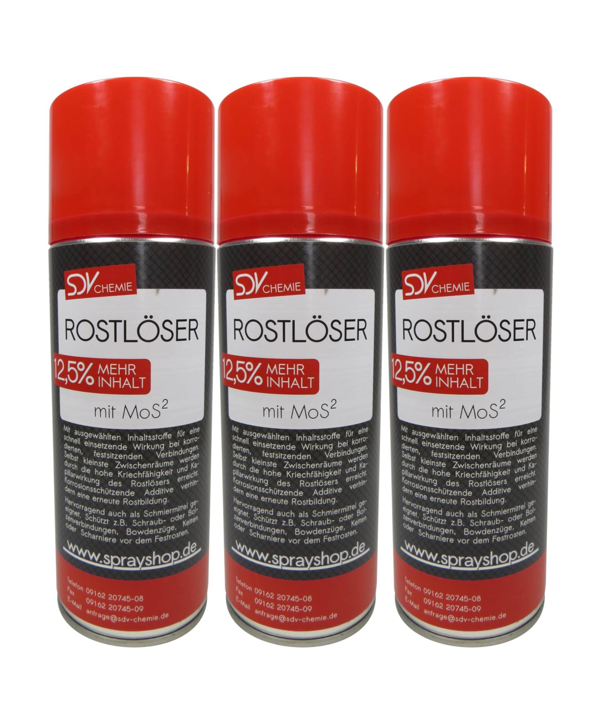 SDV Chemie Rostlöser 3X 400ml +12,5% mit MoS² WD Kriechöl Rostentferner 40 Rost Löser 450ml Inhalt SDV Chemie Rostlöser 3X 400ml +12,5% mit MoS² WD Kriechöl Rostentferner 40 Rost Löser 450ml Inhalt von SDV Chemie