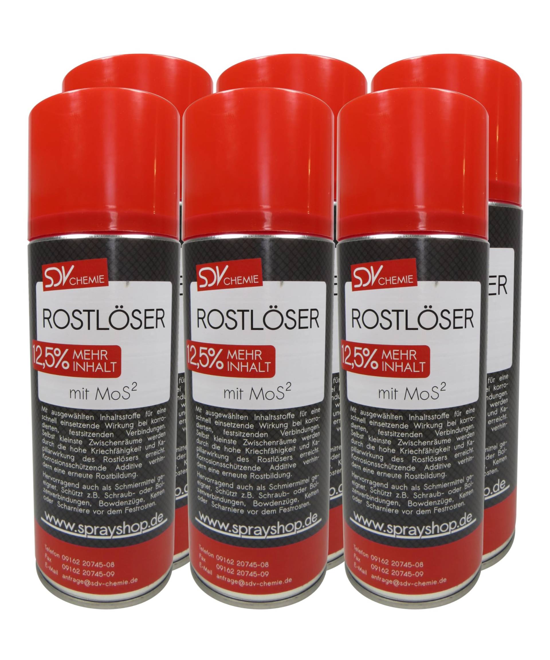 SDV Chemie Rostlöser 6X 400ml +12,5% mit MoS² WD Kriechöl Rostentferner 40 Rost Löser 450ml Inhalt SDV Chemie Rostlöser 6X 400ml +12,5% mit MoS² WD Kriechöl Rostentferner 40 Rost Löser 450ml Inhalt von SDV Chemie