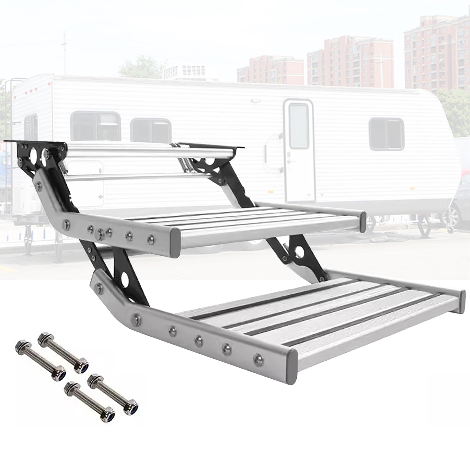 SDdPulse Manuelle Treppe für LKW, Wohnmobil, Treppe, rutschfest, 150 kg Kapazität, faltbare Stufe für Reiseanhänger, Wohnmobile und Wohnmobile, doppellagig SDdPulse Manuelle Treppe für LKW, Wohnmobil, Treppe, rutschfest, 150 kg Kapazität, faltbare Stufe für Reiseanhänger, Wohnmobile und Wohnmobile, doppellagig von SDdPulse