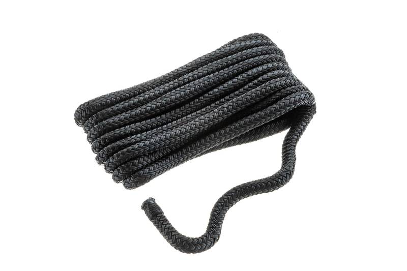 Seachoice Doppelgeflochtene Nylon-Dockleine mit Augenspeise, einlaufvorbehandelt, hitzestabilisiert, 0,95 cm x 3 m, Schwarz von SEACHOICE